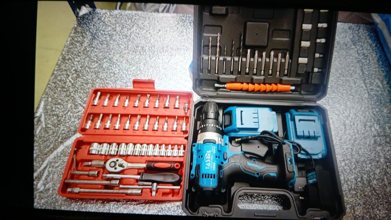 PACK TALADRO DE 98V + CAJA HERRAMIENTAS