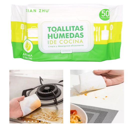 TOALLITAS HUMEDAS PARA COCINA 50UN